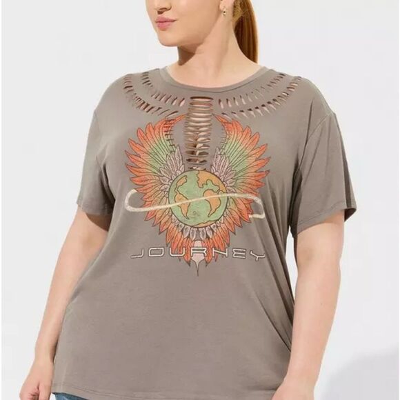 Torrid Journey Relaxed Fit Cotton Yoke Slash tee - Picture 1 of 8